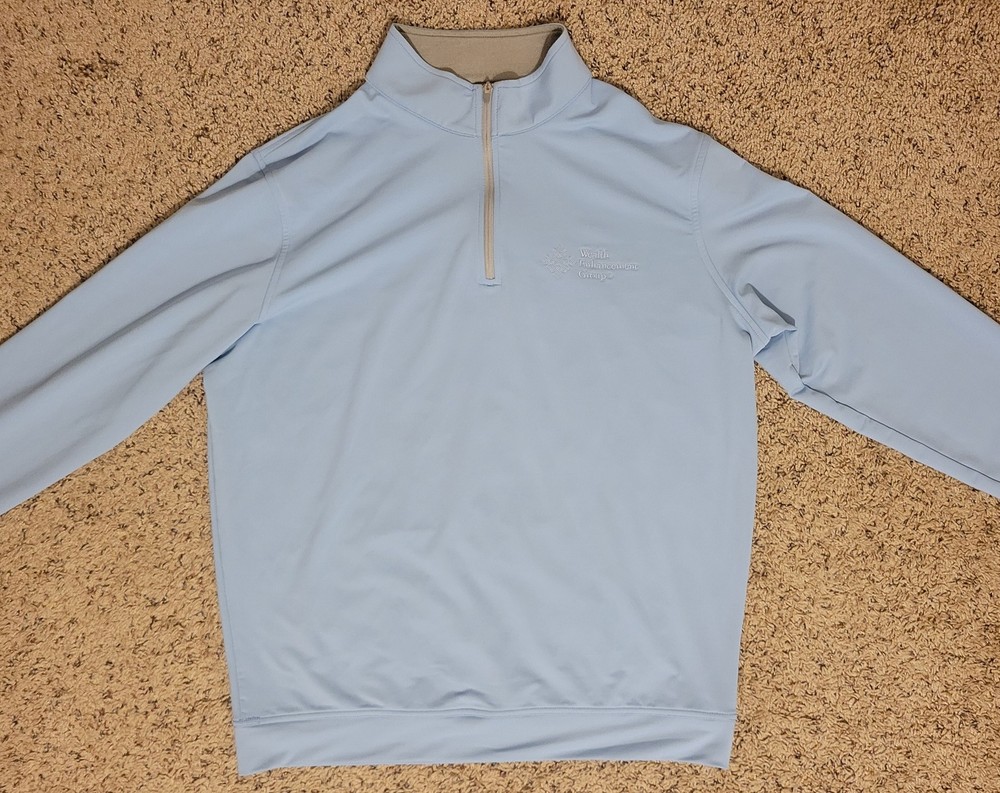 Peter Millar Men's L Light Blue Performance 1/4 Zip Pullover Activewear Top Golf