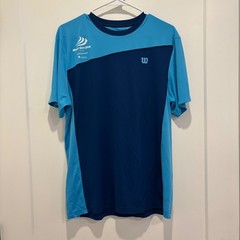 Wilson Windy City Open Squash Tournament Shirt Mens Large Blue Colorblock Tee