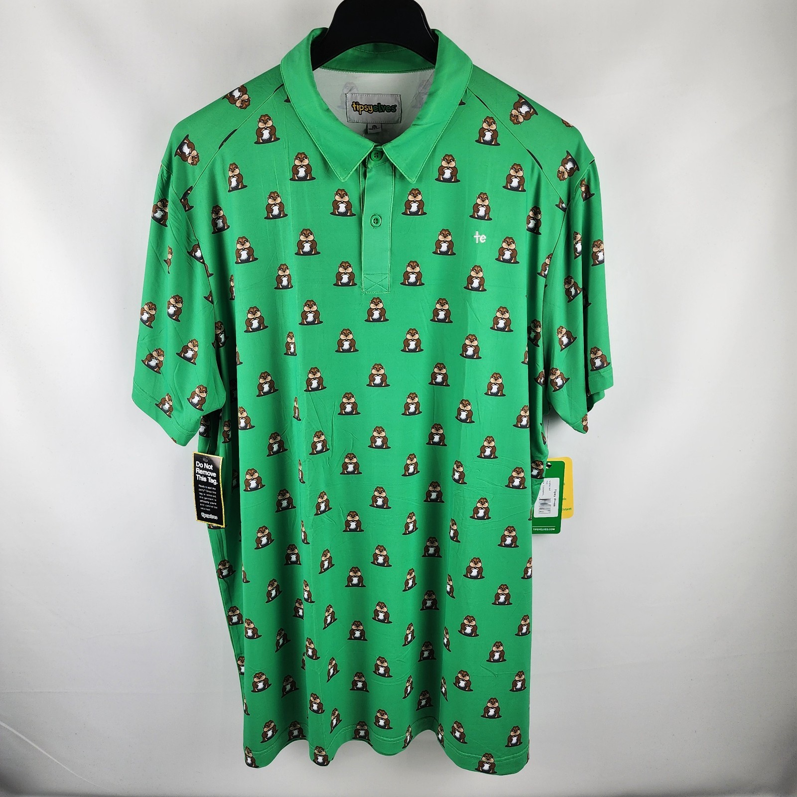 Tipsy Elves Shirt Men 3XL Multicolor Green Groundhog Golpher S/S Golf Polo NWT gallery