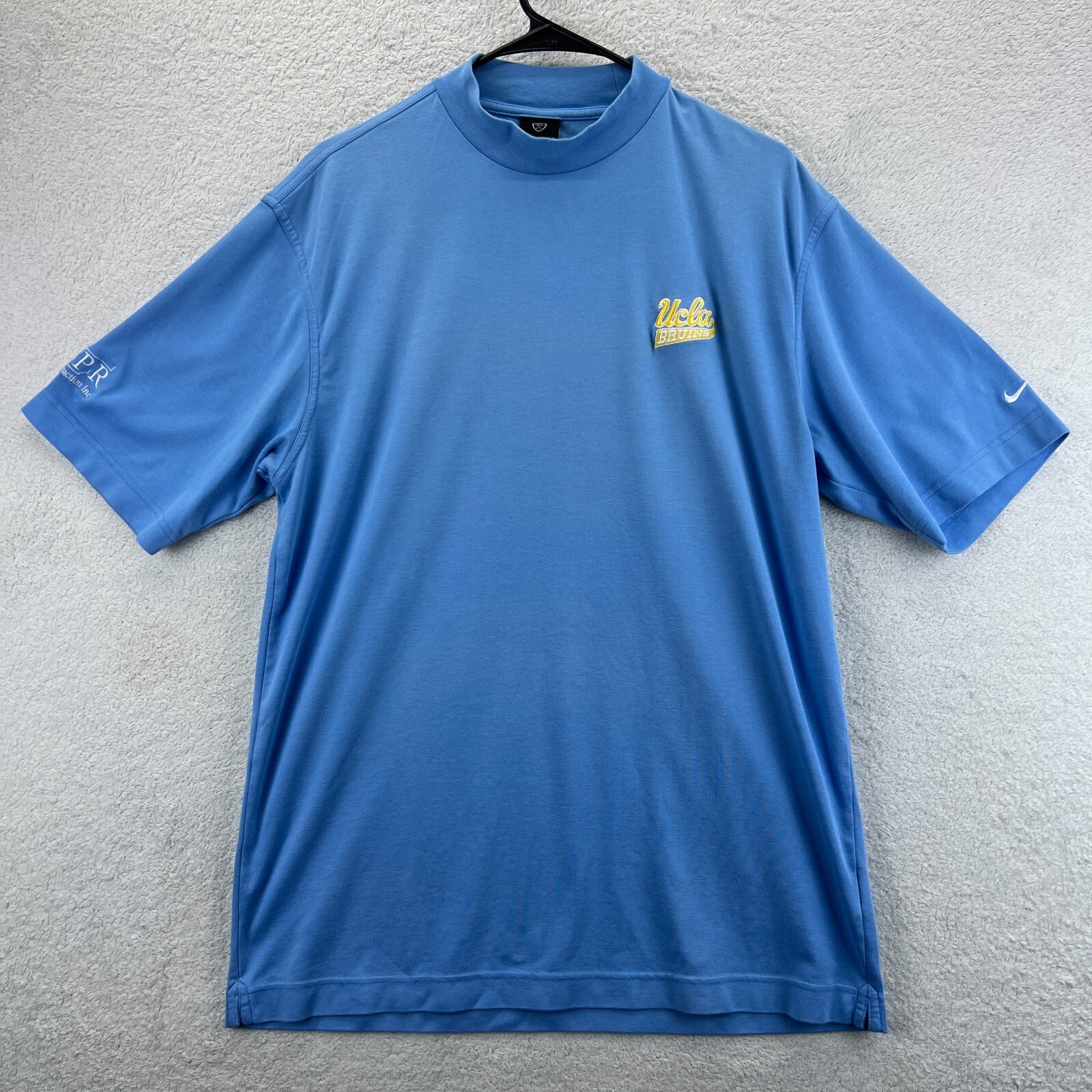 Nike UCLA Bruins Men's Blue Dri-Fit Short Sleeve High Neck Logo Shirt Size Large gallery