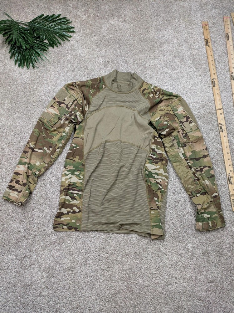 US Army Combat Shirt Mens Medium Camo Flame Resistant Long Sleeve Made USA