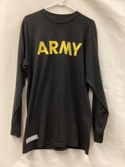 ARMY Shirt Mens Large Black Long Sleeve APFU PT Moisture Wicking Performance