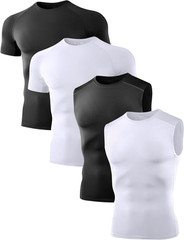 Dalavch 4 Pack Compression Shirts and Tank Tops Men Short Sleeve/Sleeveless Athl