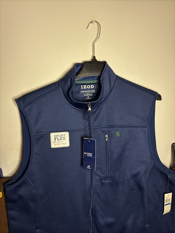 NWT IZOD Sport Flex Natural Stretch Advantage Performance Vest Blue Men’s Sz XL gallery