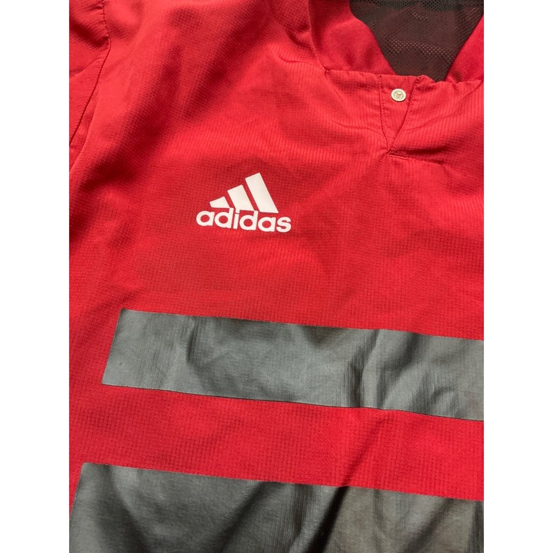 Adidas Vintage Pullover Training Top Red Grey Stripe Soccer Jersey Mens Large gallery