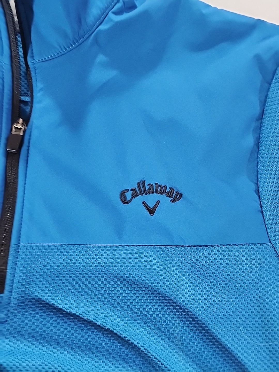 Callaway Golf Men's Medium Blue 1/4 Zip Pullover Opti-Dri Waffle Knit Fleece gallery