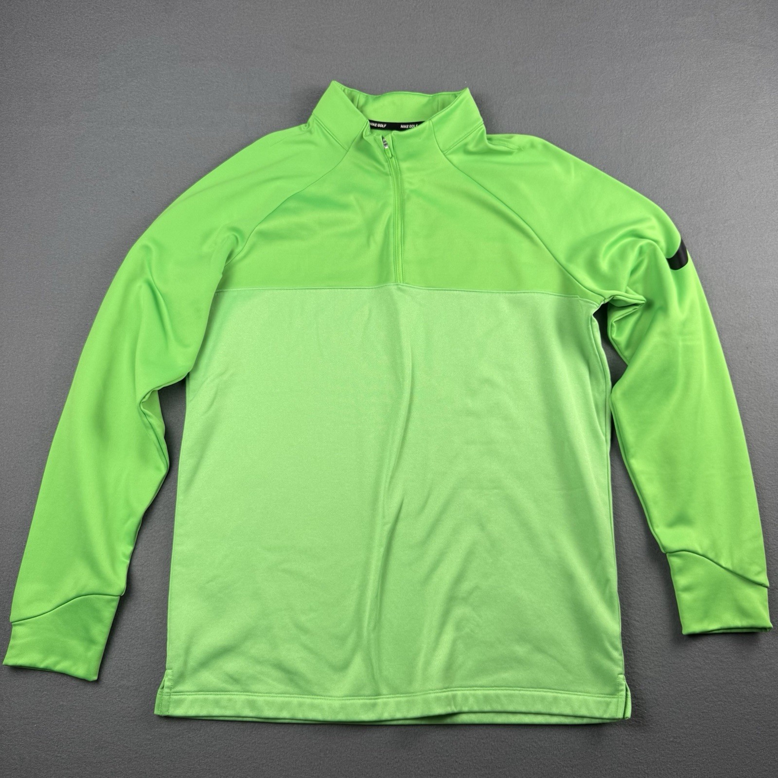 Nike Golf Dri-FIT Pullover Mens M 1/4 Zip Lime Neon Green Colorblock Sweatshirt gallery