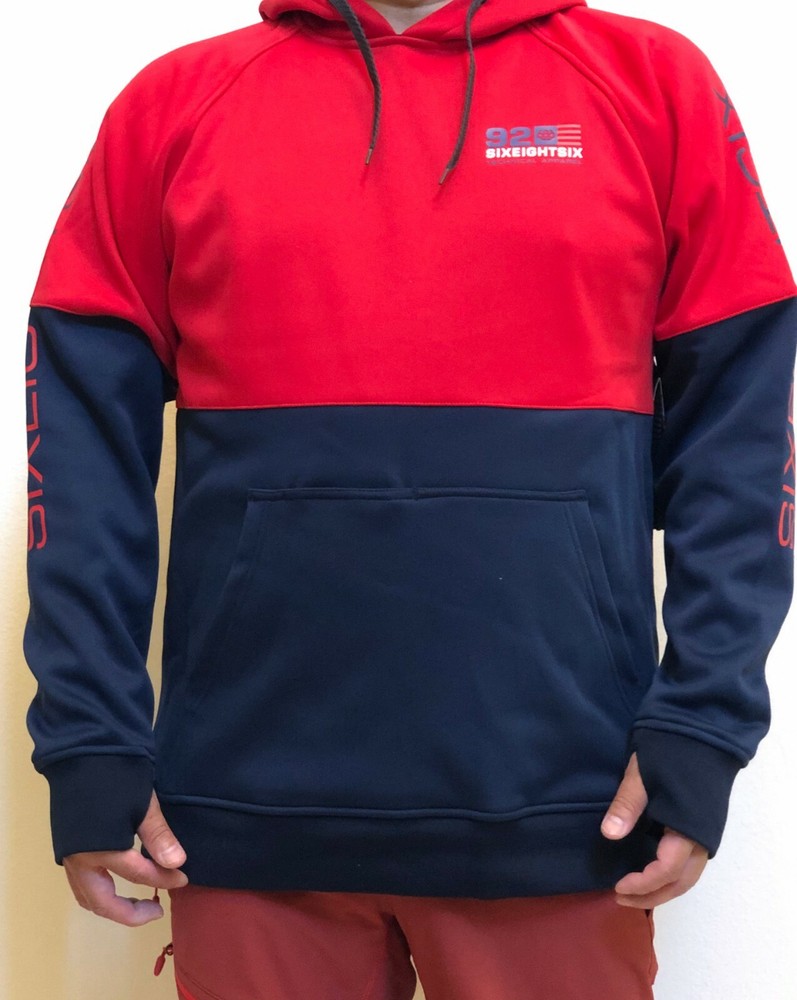 686 Link Bonded Fleece Pullover Hoody (L) Red Colorblock L9WCST07-RED