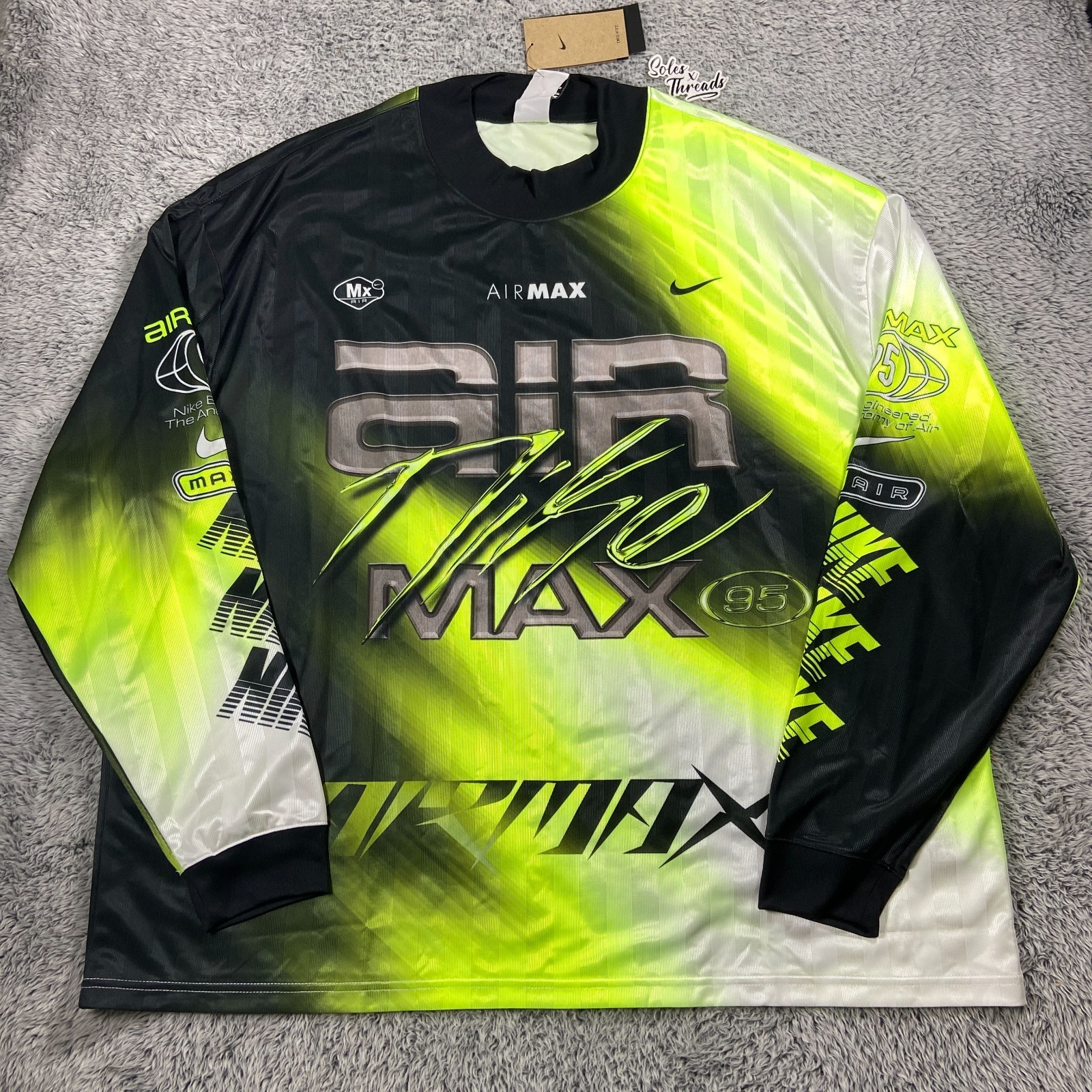 Nike Air Max Culture Of Football Dri-FIT LS Soccer Jersey Sz 2XL Men Volt Black gallery