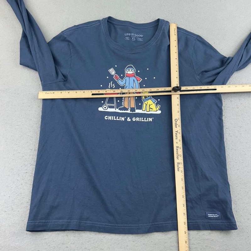 Life Is Good Shirt Mens XL Blue Cotton Long Sleeves Pullover Crusher Tee gallery