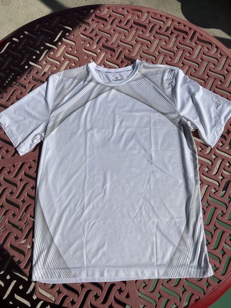 NordicTrack T Shirt Mens LARGE Performance Top NT-Dri White Gray