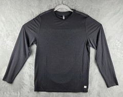 Vuori Current Tech Crew Neck Long Sleeve Black T Shirt Men’s Medium White Stitch