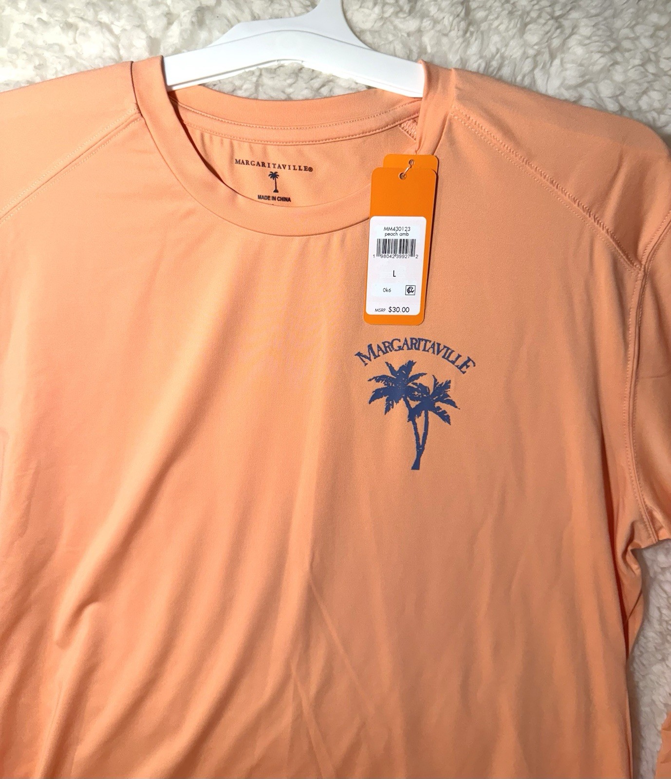Margaritaville UPF 50 Water Resistant Moisture Wicking Long Sleeve Shirt Peach L gallery