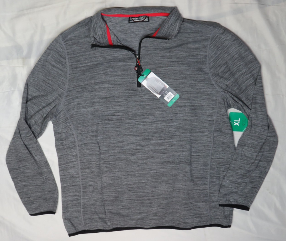 AVALANCHE OUTDOOR MENS XL GRAY HEATHER 1/4 ZIP LS POLO STRETCH MICRO NEW NWT