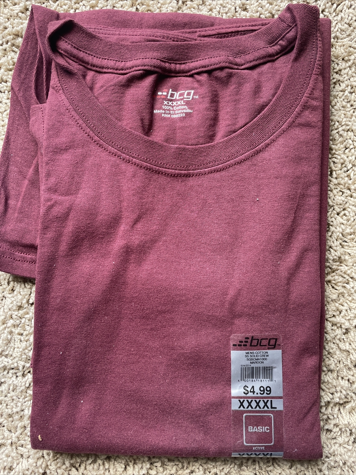 BCG Mens Spandex Fitted Burgundy Shirt Size XXXXL Running Exercise Workout gallery