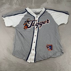 Vintage 90s Disney Store Tigger Baseball Jersey Mens M Gray Button Front Sports