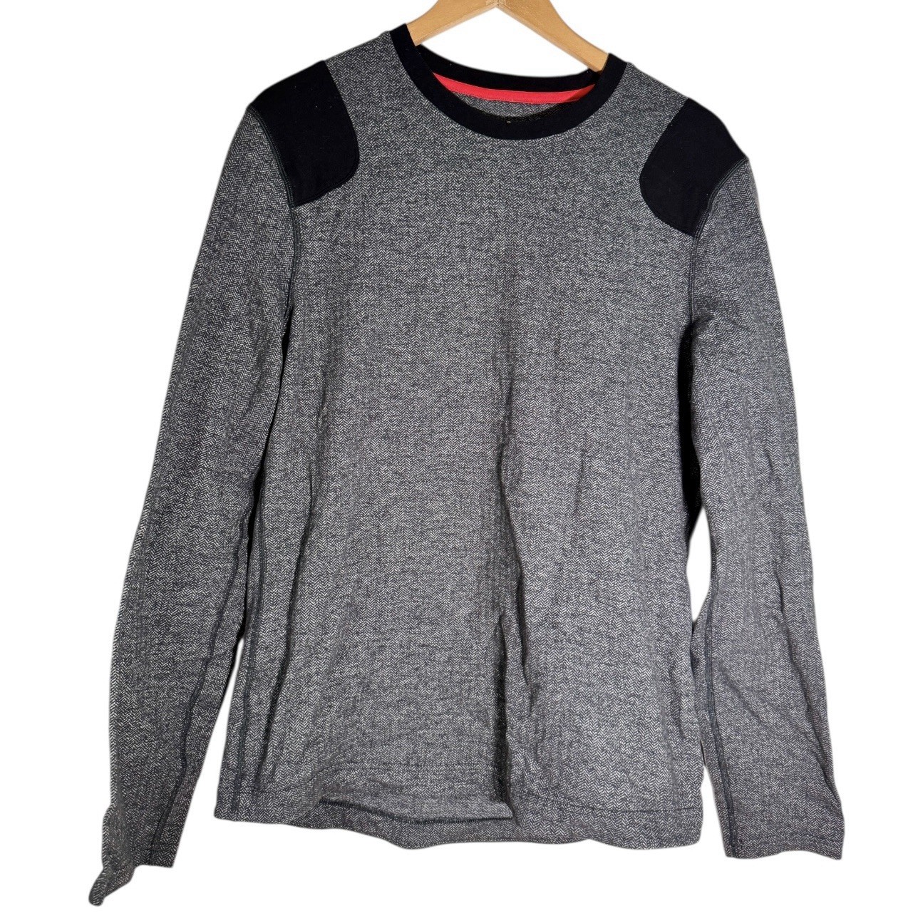 Lululemon Sprint Long Sleeve Shirt Black Gray Herringbone Men’s Medium gallery