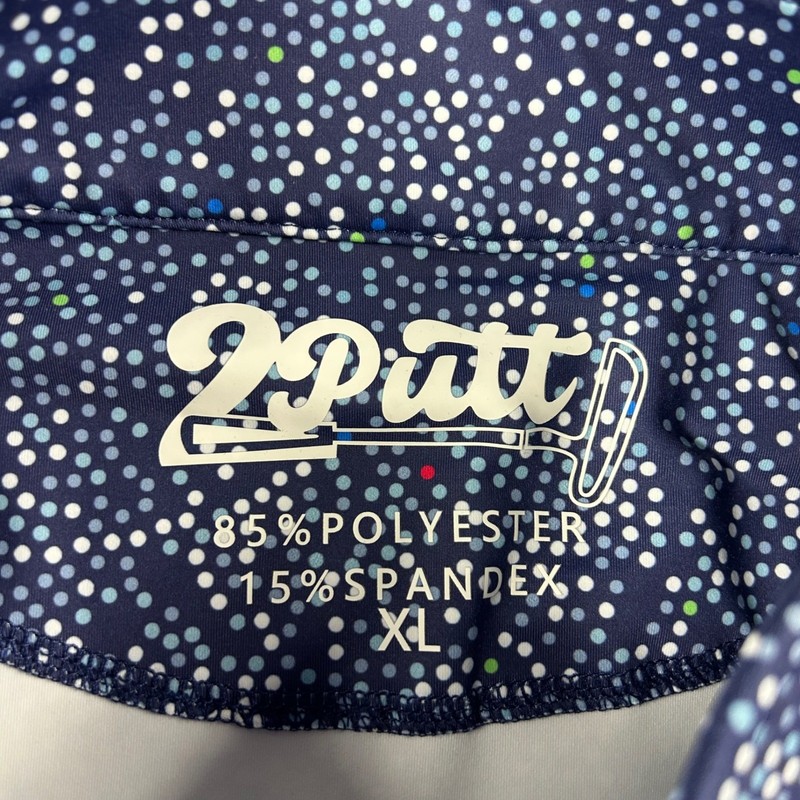 2Putt 1/4 Zip Pullover Mens XL Blue Multicolor Dot Performance Golf Shirt Top gallery