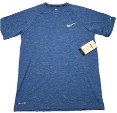 NIKE Swim Men’s Short Sleeve Hydroguard Rash Guard Shirt Heather Blue Small $46