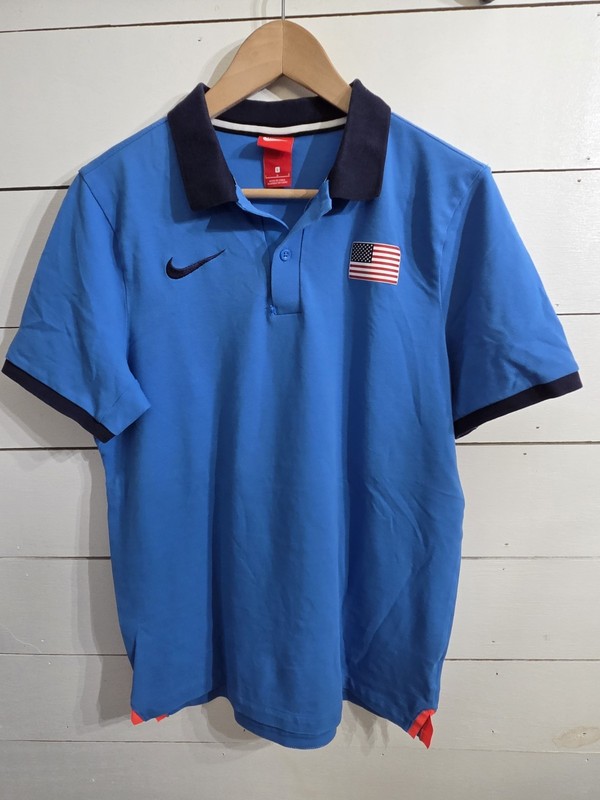 Nike Pro Elite USATF Rio Olympics Training/Travel Polo Blue 812193-406 Mens Sz L gallery