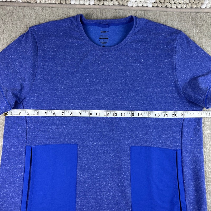 Nike Yoga Dri-FIT Loose Fit T-Shirt Mens Medium Blue Pockets Training DH1927-499 gallery