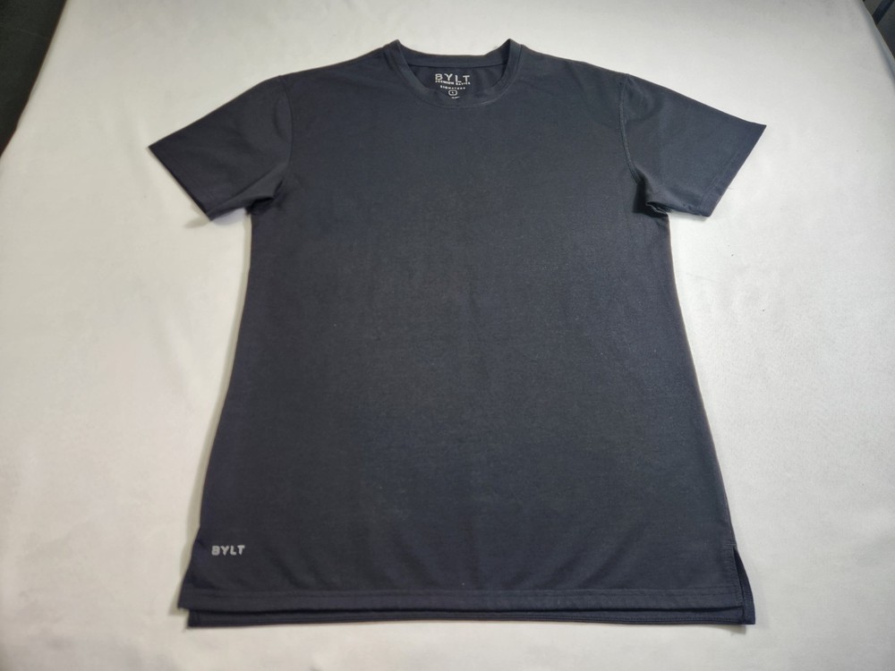 BYLT Premium Basics Shirt Men Large Black Short Sleeve Performance Top Adult Top