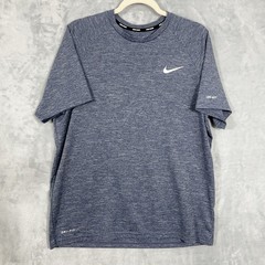 Nike Swim Dri-Fit Shirt Mens UPF 40+ Blue L Sports Short Sleeve Logo Beach