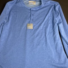 Twillory Mens Performance Henley Tee LS 3 Button Royal, Blue, Heather Lg ￼