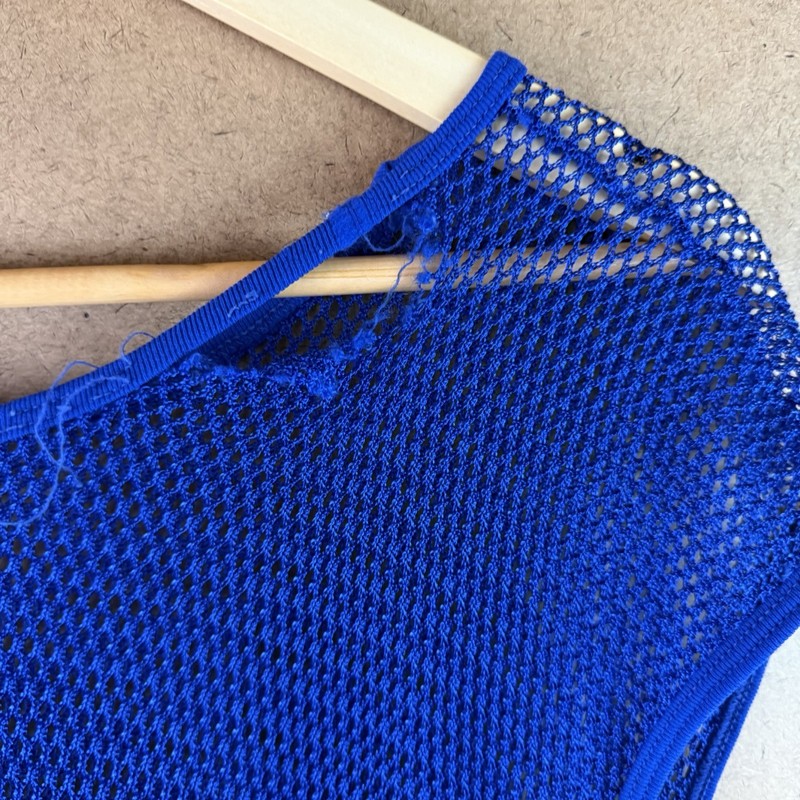 VTG 70s 80s Distressed Thrashed Poly Mesh Practice Basketball Jersey Blue M gallery