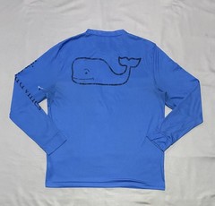 Vineyard Vines Shirt Mens Medium Blue Performance Long Sleeve Whale Logo Top