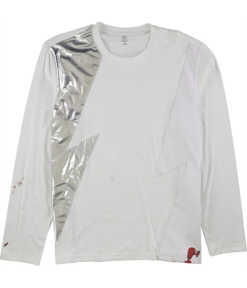 I.N.C Mens Lightning Basic T-Shirt, white, XL