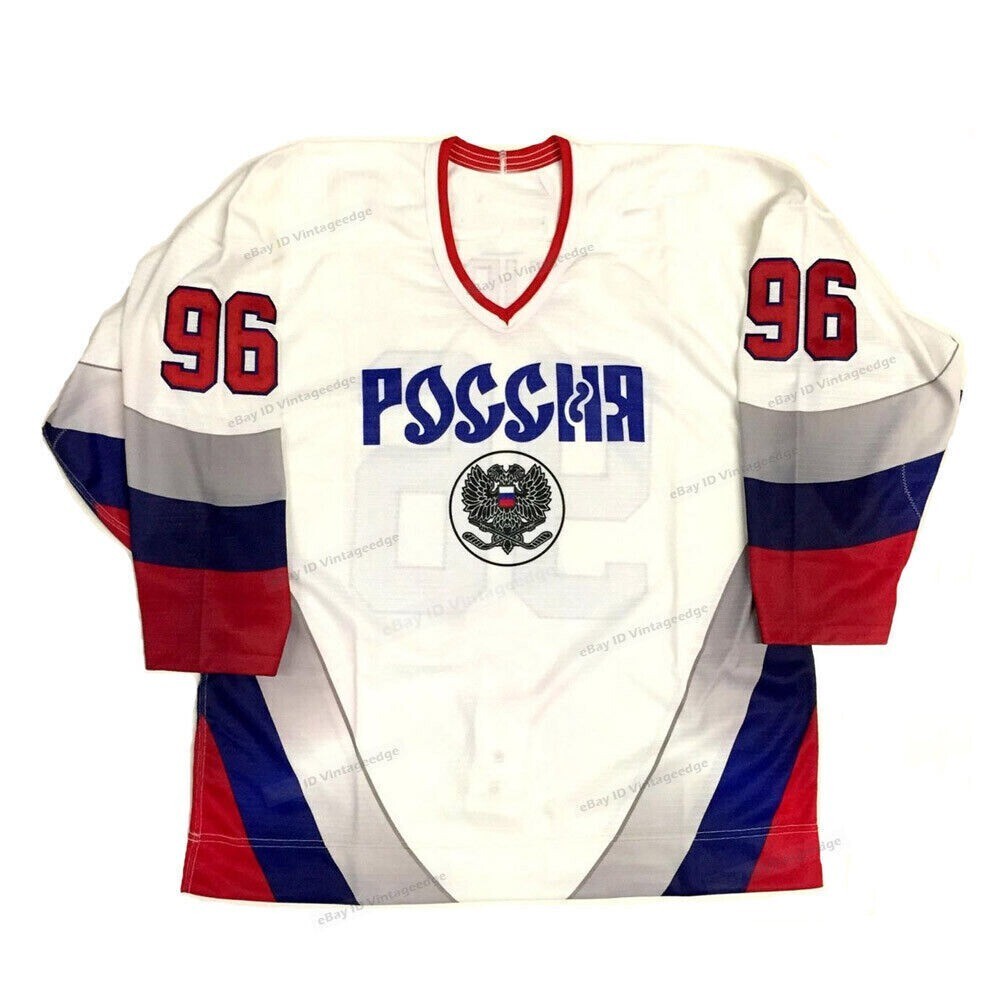 Throwback Pavel #96 Team Russia CCCP Hockey Jersey White Stitched Custom Names gallery