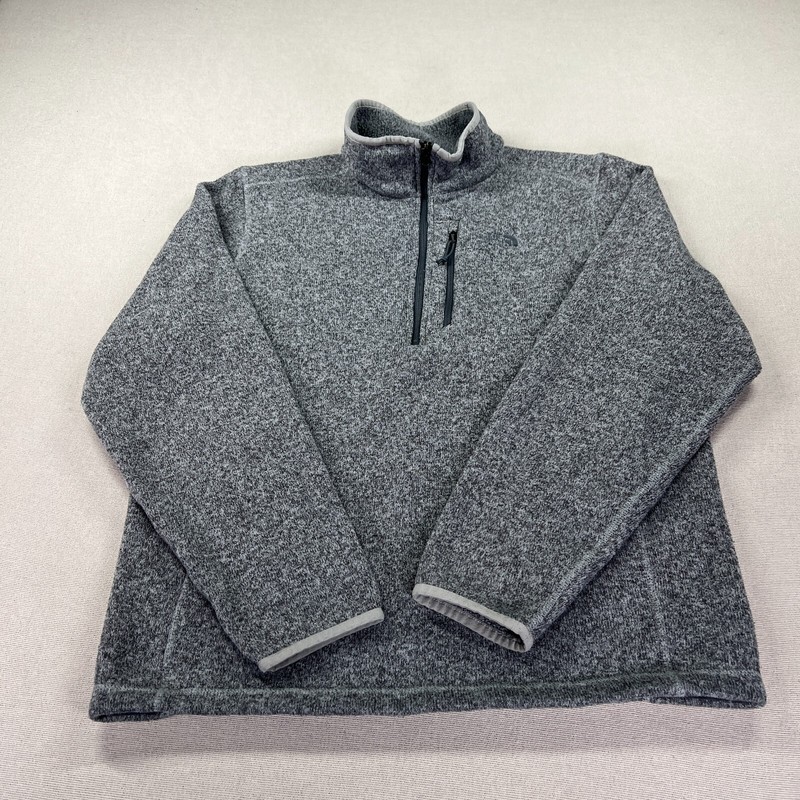 The North Face Pullover Mens Medium Marled Gray Fleece 1/2 Zip Outdoors Hike gallery