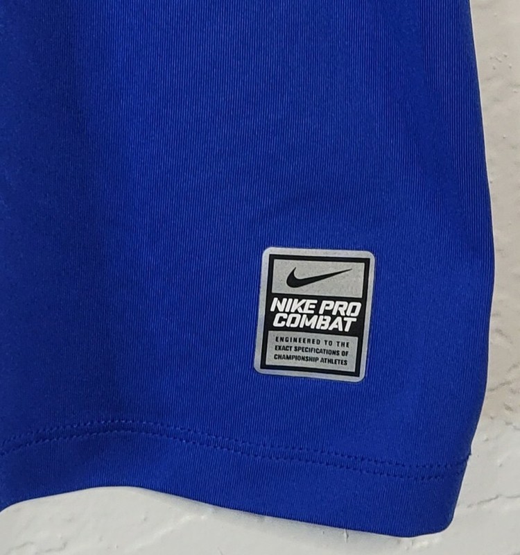 Nike Pro Combat Dri-Fit Mens Fitted Workout Shirt Short Sleeve Blue Size XL gallery