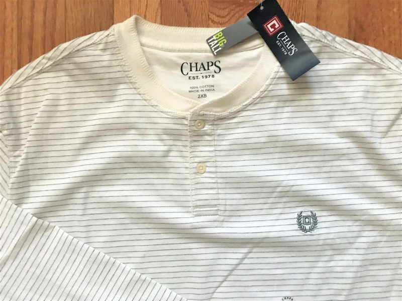 New Men's Chaps ,Long Sleeve ,Two Button Front Knit Shirt, Size :2XB, MSRP: $54. gallery