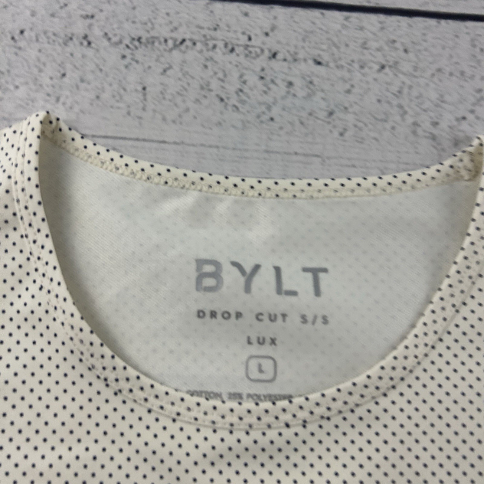 NEW BYLT Drop Cut Lux Short Sleeve Athletic Fit Polka Dot Shirt Men's Large gallery