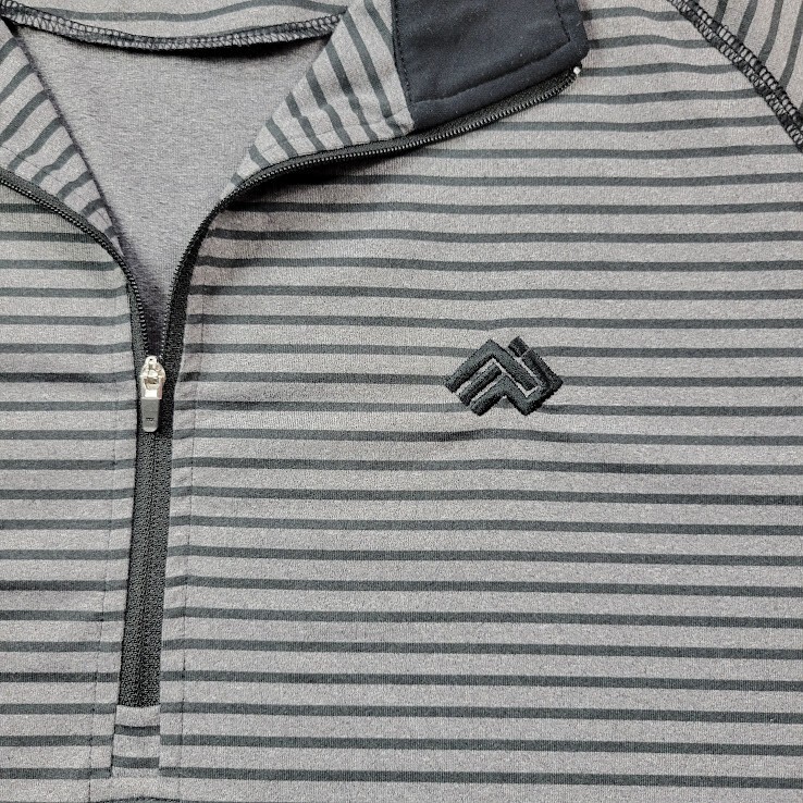 Straight Down Quarter Zip Pullover Mens Medium 1/4 Gray Stripes Performance Golf gallery