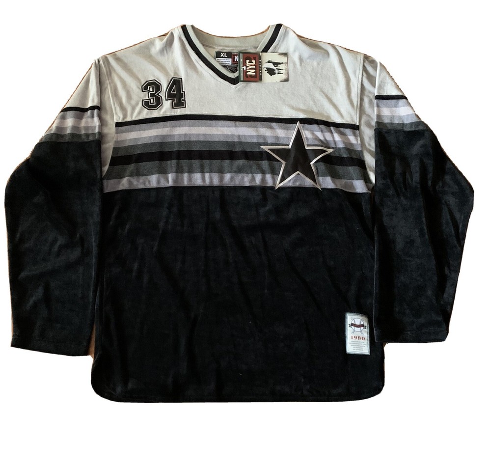 NYC 212 Team Sports Vintage 1980 #34 Black/ Grey Pullover Jersey XL NEW TAG