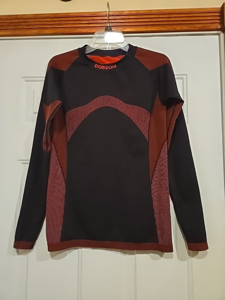 Dobsom Kaita Functional Walk n Run LS Thermal Training Mens Shirt Size 42 RedBlk