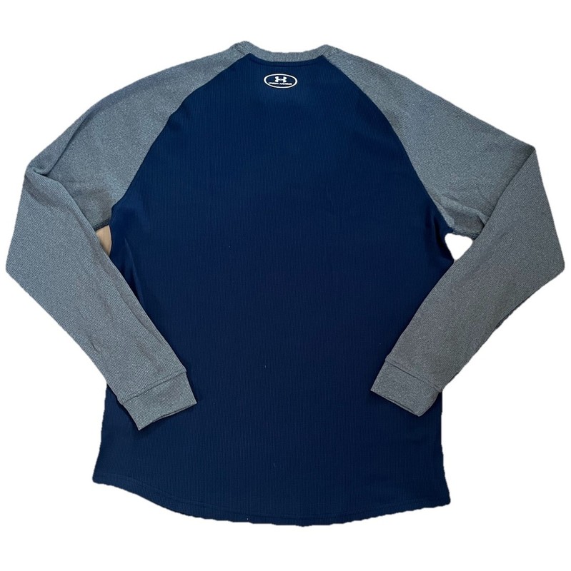 NWT Under Armour Men's UA Waffle Crew Long Sleeve Shirt Comfort Blue Gray Size L gallery