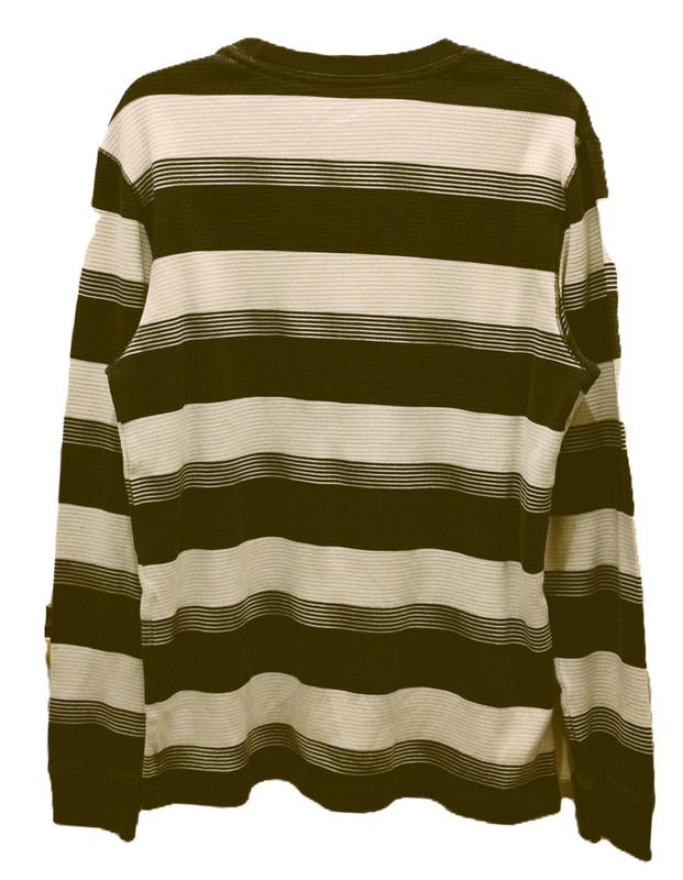 EUC Roebuck & Co. L/S Thermal Knit Pullover-Eggshell, Charcoal-Men's Size Lg gallery