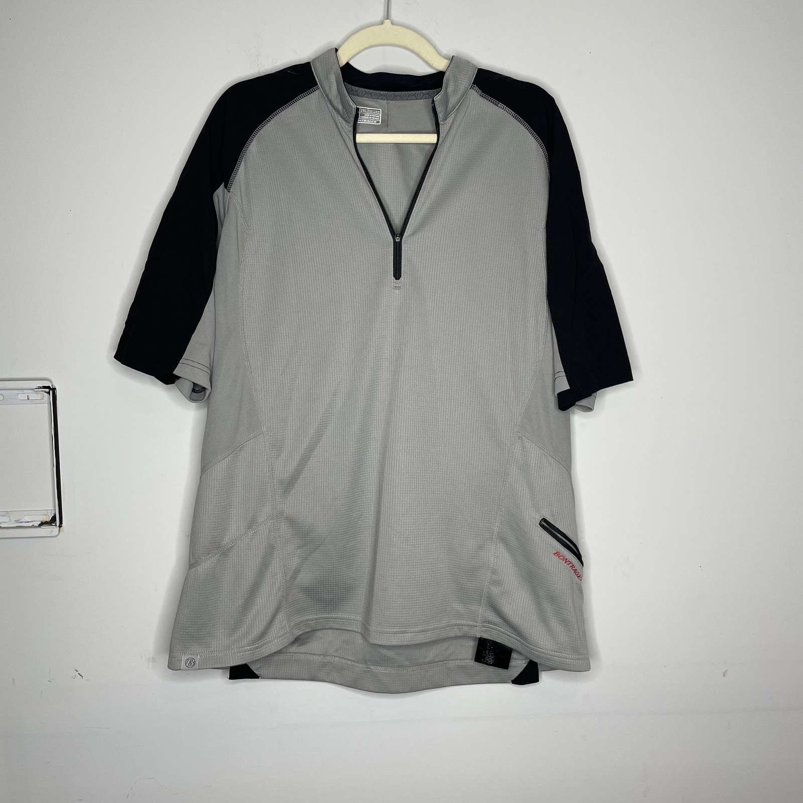 Bontrager Cycling Shirt Men 2XL Gray Black Jersey Quarter Zip Pocket Athletic gallery