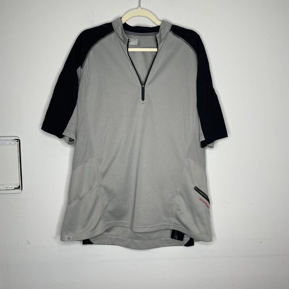 Bontrager Cycling Shirt Men 2XL Gray Black Jersey Quarter Zip Pocket Athletic