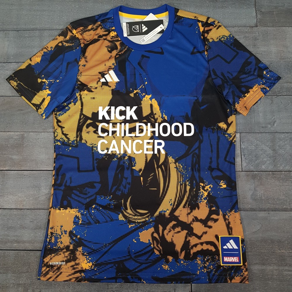 ADIDAS x Marvel Kick Childhood Cancer MLS Soccer Jersey Mens Size MEDIUM Comics