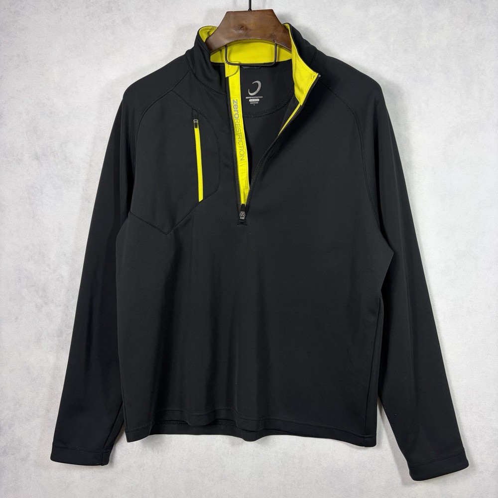 Zero Restriction 1/4 Zip Pullover Mens Large Black Tour Series Golf Performance