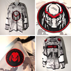 Predator Hockey Jersey Sz XL Grey & White Camo, Labeda Shelly 41, Camouflage Top