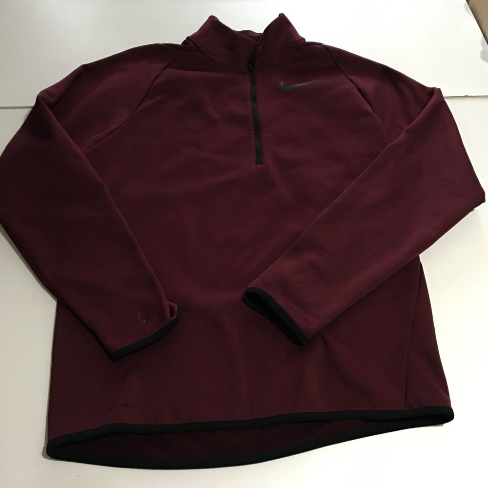 Nike Dri-Fit Quarter-Zip Pullover Mens Small Red Maroon