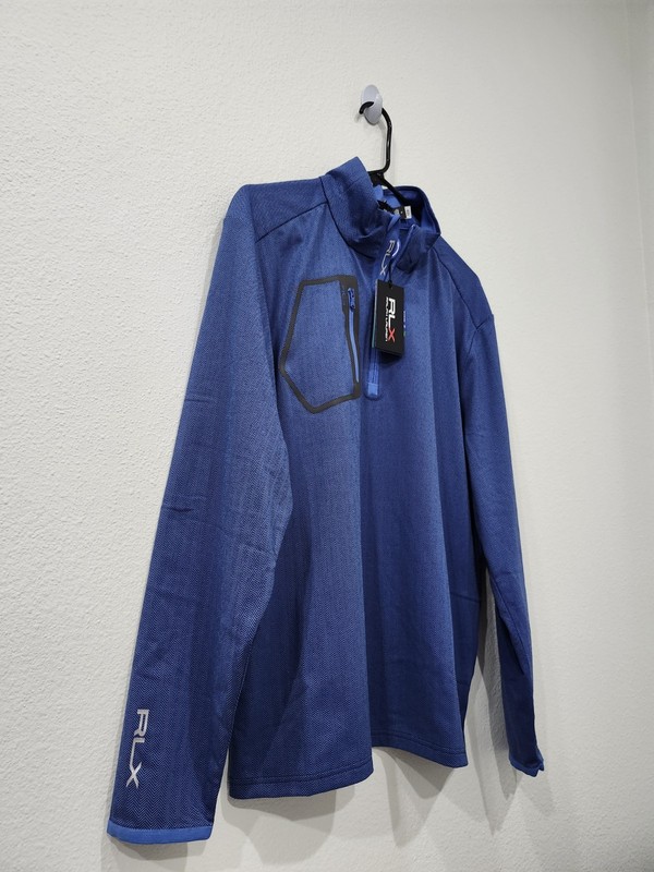RLX Ralph Lauren Pullover Top Men's Blue Herringbone 1/4 Zip Long-Sleeve Size M gallery