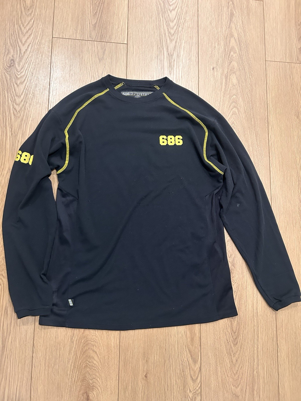 VTG 686 Snowboarding Shirt Mens L Outerwear Black Long Sleeve Double Sided Warm gallery
