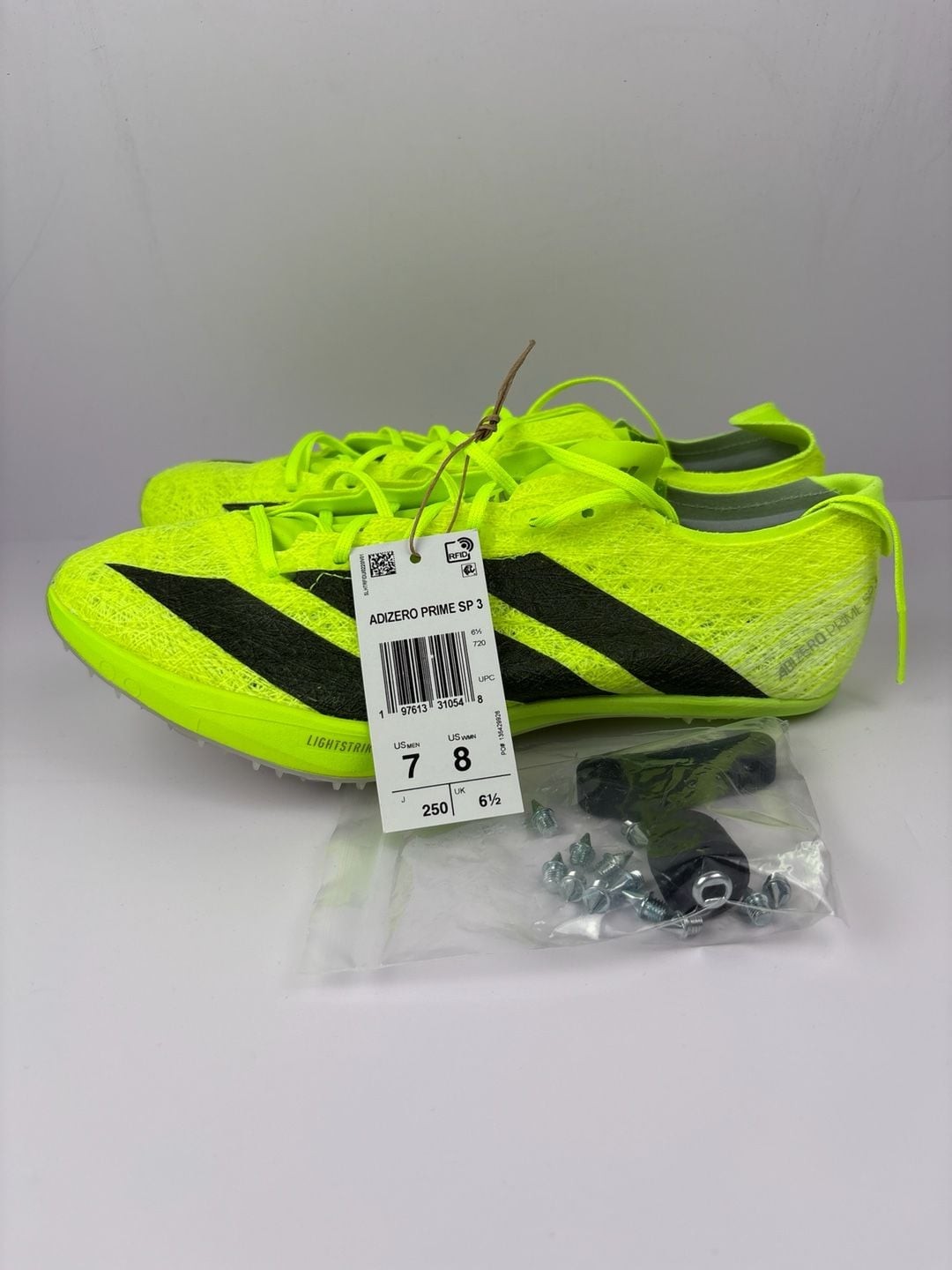 Adidas Adizero Prime SP 3 Track Spikes Neon Yellow Size Men's 7 / Women's 8 gallery